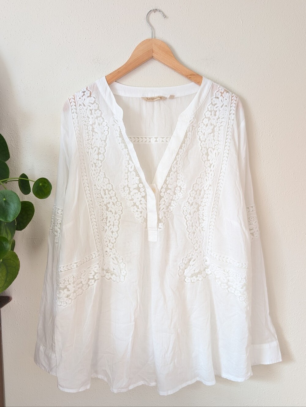 Soft Surroundings | 1 X | Long Sleeve Blouse Lace Embroidery